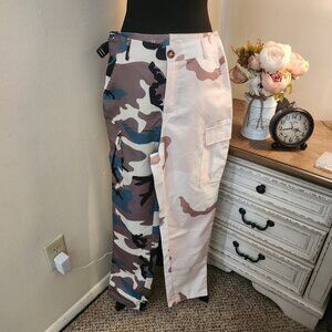 Unique Split Camo Cargo Pants